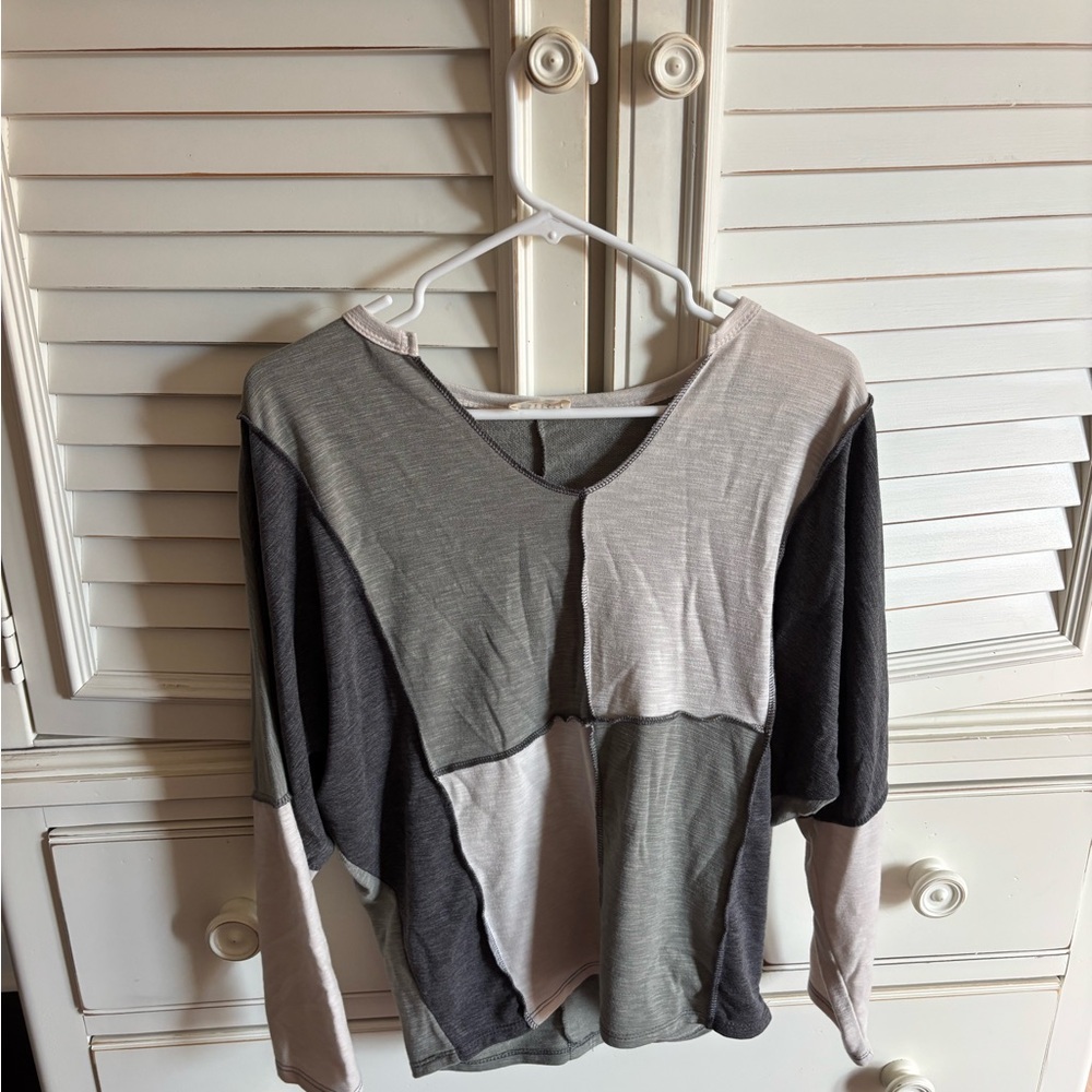 BiBi Gray and Cream Top